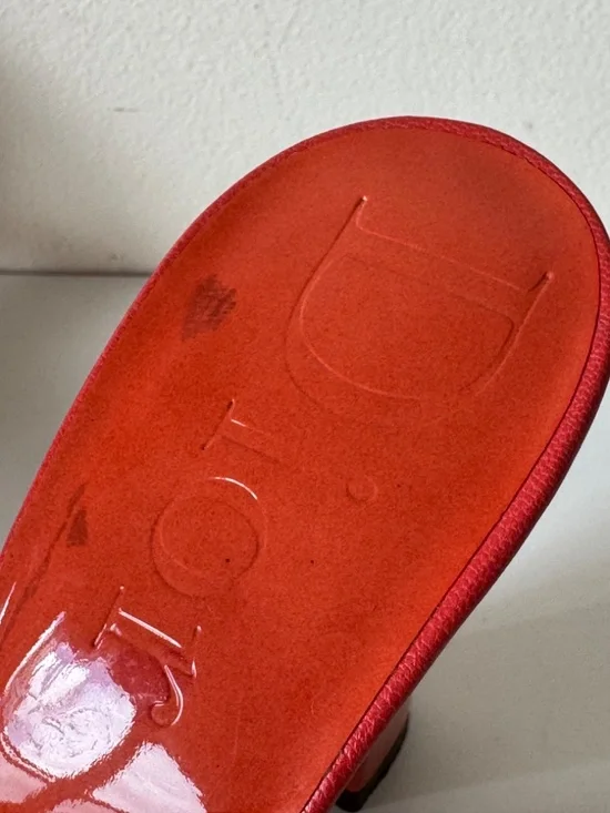 Christian Dior Orange Patent Leather Sandals Mules Sandals Size 36.5 Made Italy - Picture 14 of 16